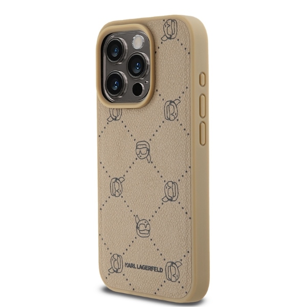 Karl Lagerfeld iPhone 15 Pro Case Magsafe Karl Heads, Beige