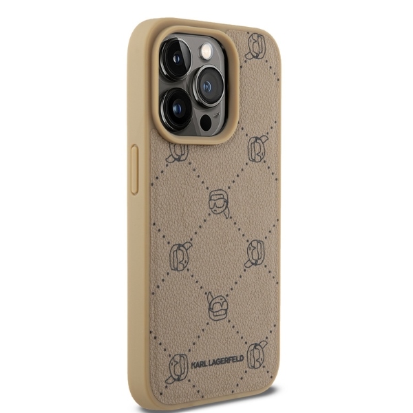 Karl Lagerfeld iPhone 15 Pro Case Magsafe Karl Heads, Beige