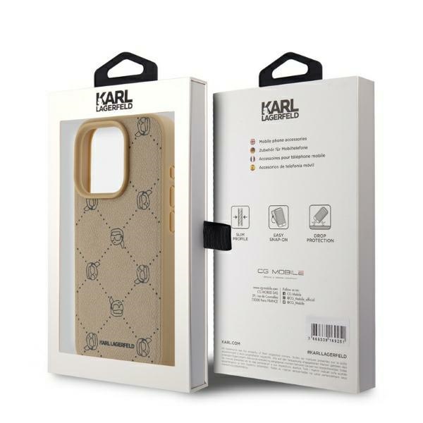 Karl Lagerfeld iPhone 15 Pro Case Magsafe Karl Heads, Beige