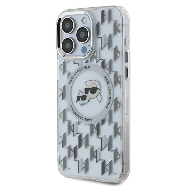 Karl Lagerfeld iPhone 15 Pro vāciņš IML Monogram Karl & Choupette MagSafe, caurspīdīgs