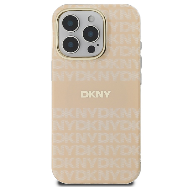 DKNY iPhone 16 Pro Case Repeat Texture Pattern & Stripe MagSafe - Pink