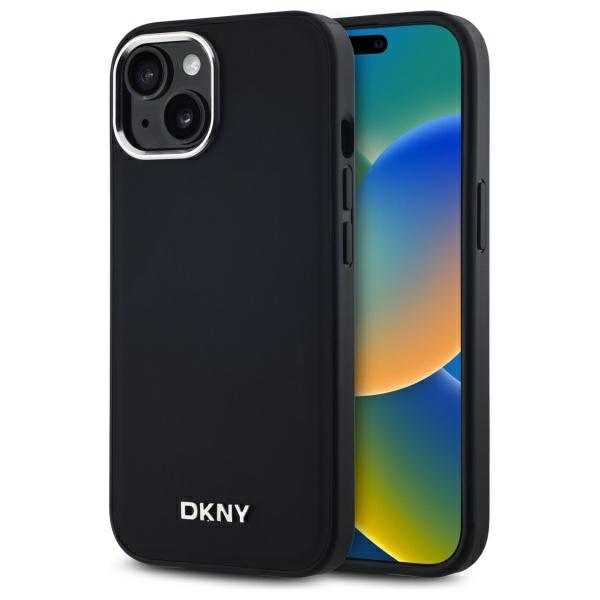 Чехол DKNY для iPhone 15 Plain Silver MagSafe Logo, черный