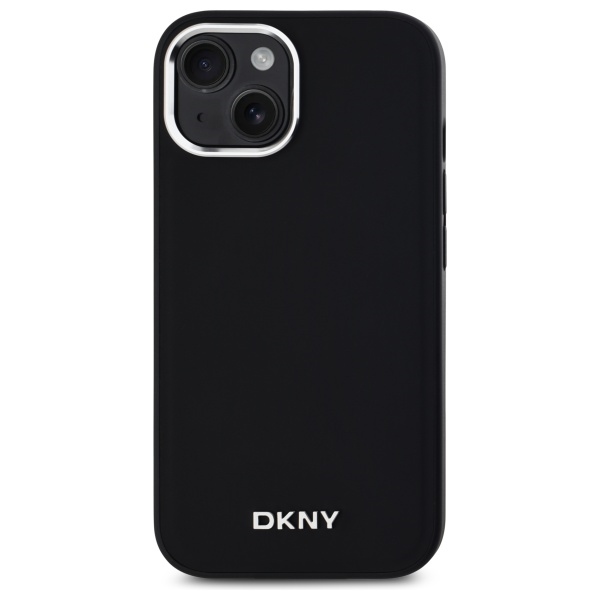 DKNY iPhone 15 Case Plain Silver MagSafe Logo, Black