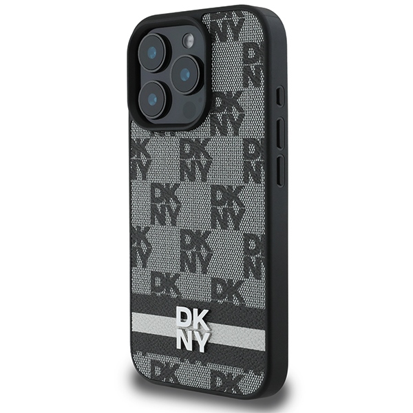 Dkny iPhone 16 Pro Max vāciņš Checkered Pattern & Printed Stripes, melns