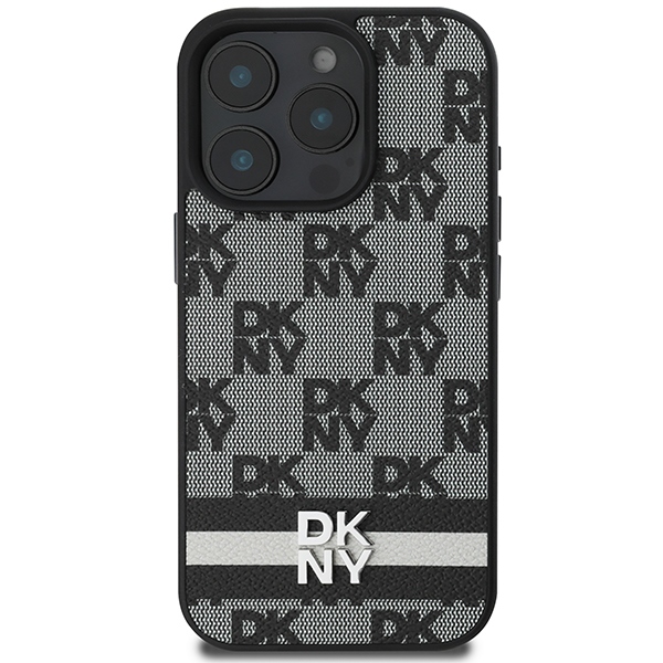 Dkny iPhone 16 Pro Max vāciņš Checkered Pattern & Printed Stripes, melns