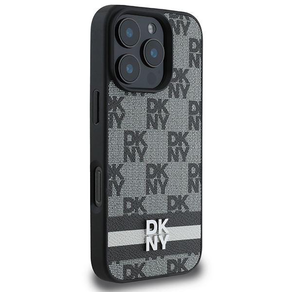Dkny iPhone 16 Pro Max vāciņš Checkered Pattern & Printed Stripes, melns