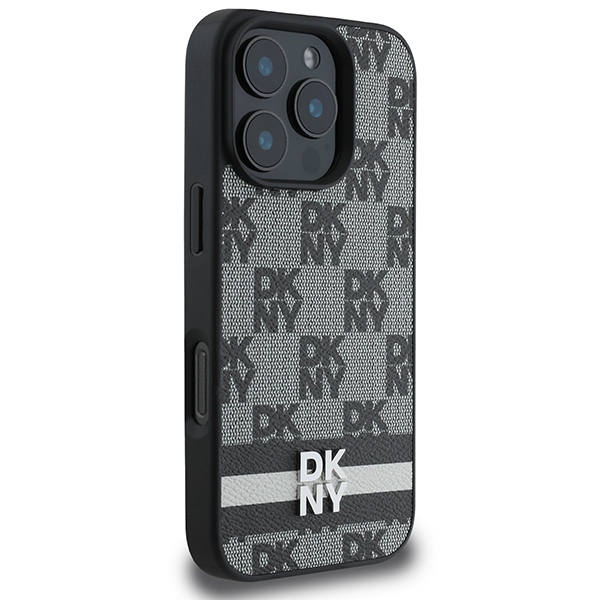 Чехол DKNY для iPhone 16 Pro Checkered Pattern & Printed Stripes, черный