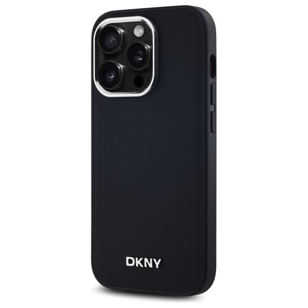 DKNY iPhone 14 Pro Case Plain Silver MagSafe Logo, Black
