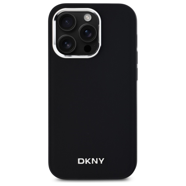 DKNY iPhone 14 Pro Case Plain Silver MagSafe Logo, Black