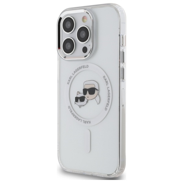 Karl Lagerfeld iPhone 14 Pro Max vāciņš IML Metal Karl & Choupette MagSafe, balts