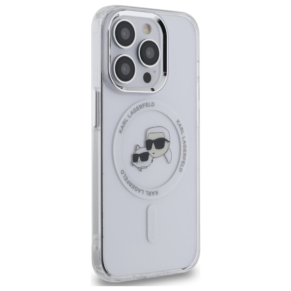 Karl Lagerfeld iPhone 14 Pro Max vāciņš IML Metal Karl & Choupette MagSafe, balts