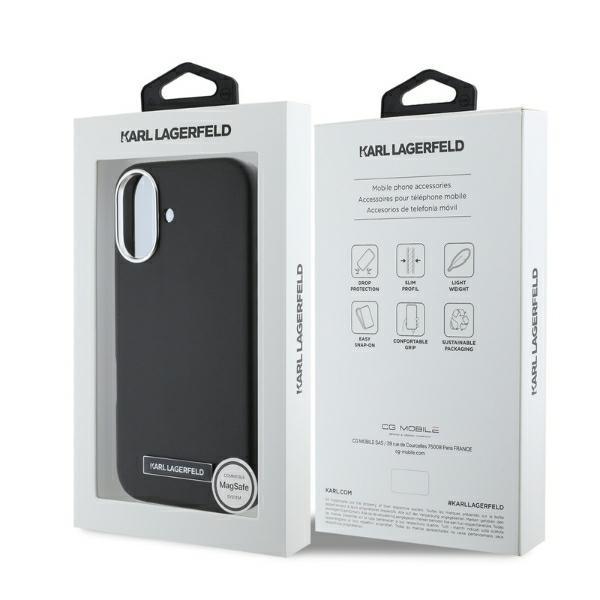Karl Lagerfeld iPhone 16 Case FW Metal Plate MagSafe, Black