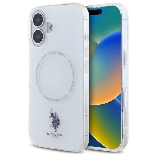 US Polo IML Ring MagSafe iPhone 16 korpuss - Balts | Case White