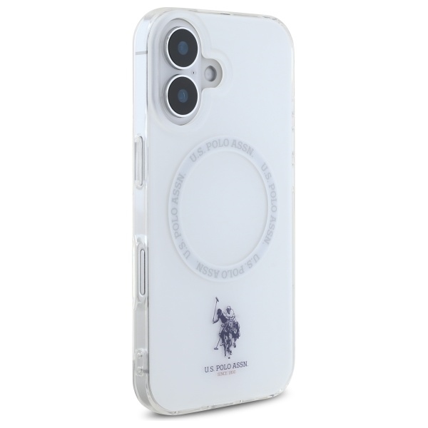 Чехол US Polo IML Ring MagSafe для iPhone 16 - белый