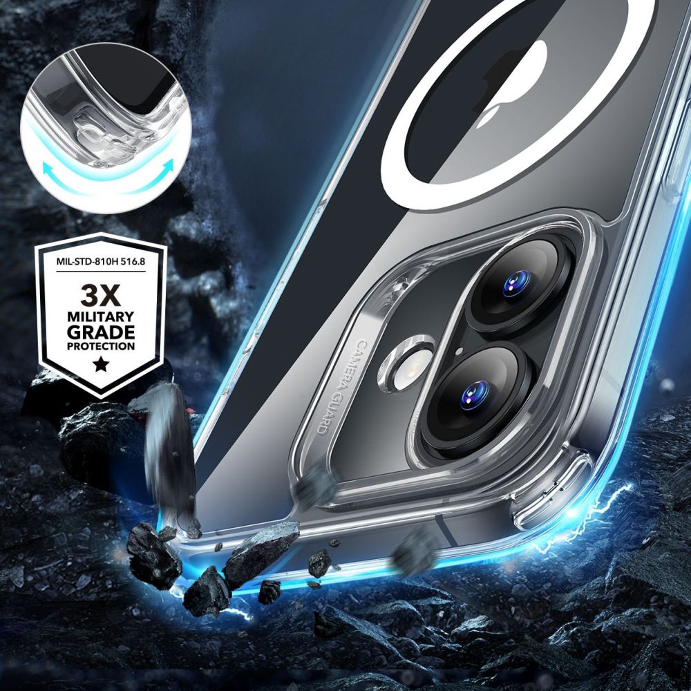 ESR Classic Hybrid HaloLock vāciņš un stikls iPhone 16, caurspīdīgs