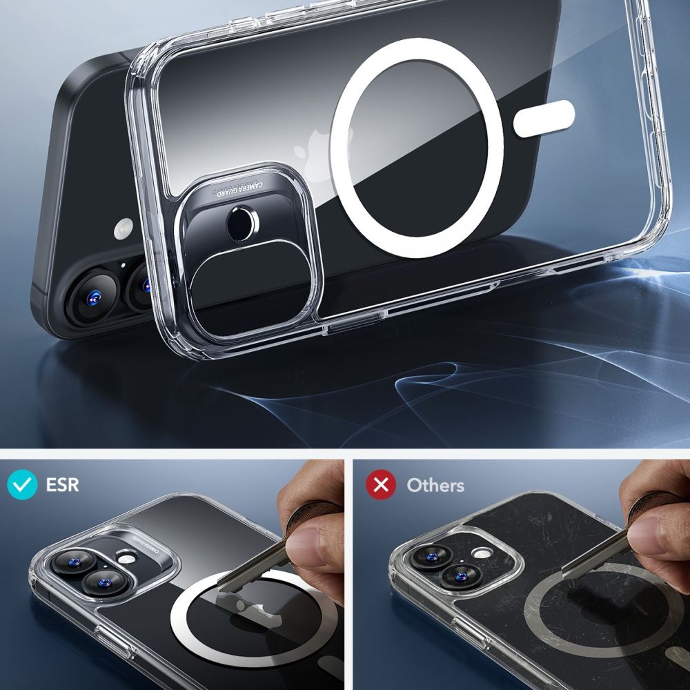 ESR Classic Hybrid HaloLock vāciņš un stikls iPhone 16, caurspīdīgs