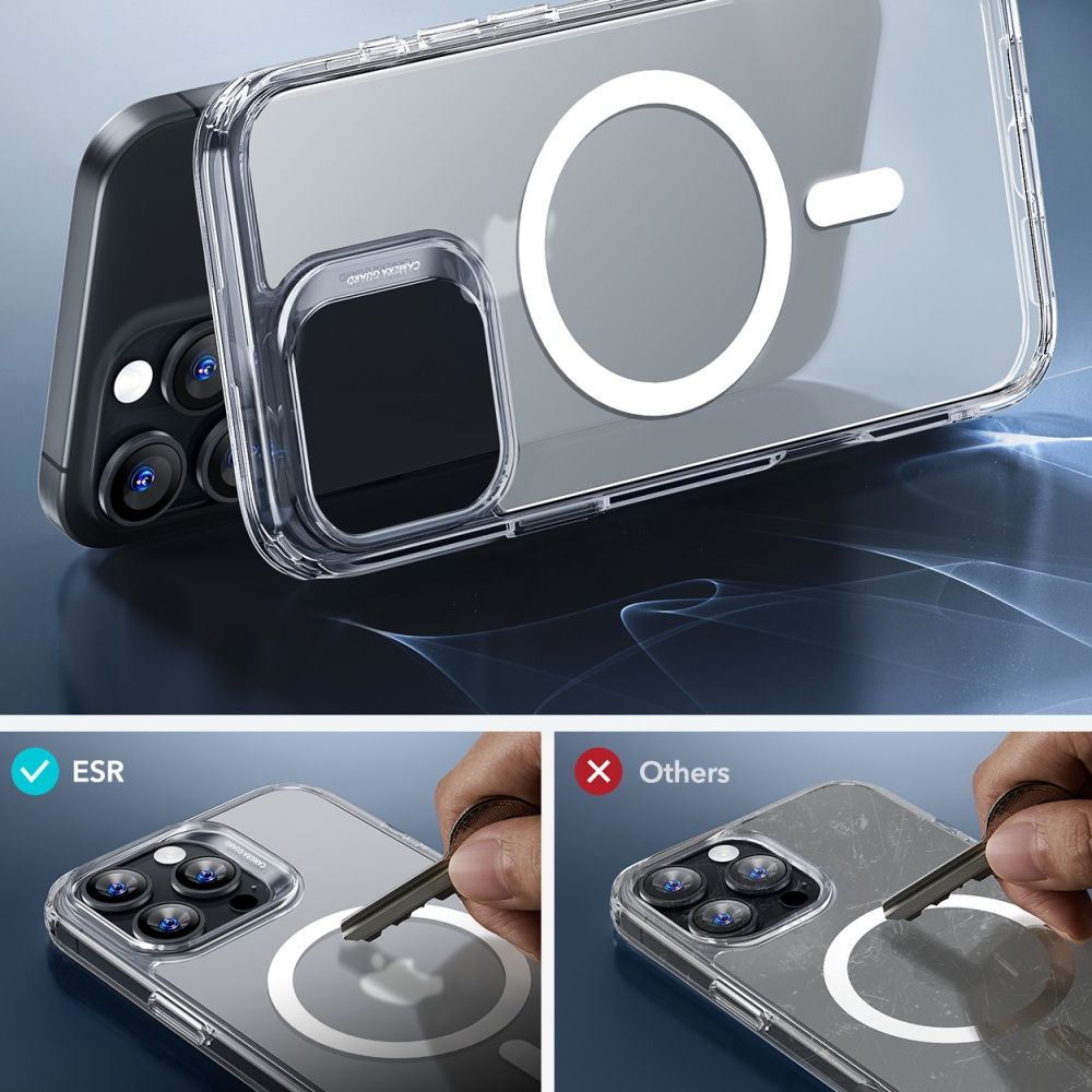 ESR Classic Hybrid Halolock MagSafe Case + Tempered Glass for iPhone 16 Pro Max - Semi-Transparent