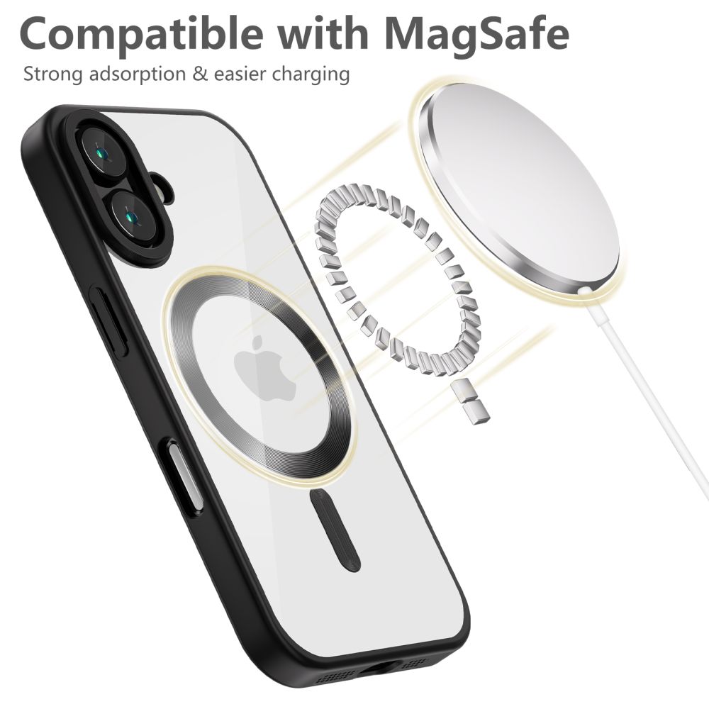 Apple iPhone 16 6.1\'\' Tech-Protect MagFlex MagSafe Case Cover, Clear with Black Frame | Telefona Vāciņš Maciņš...