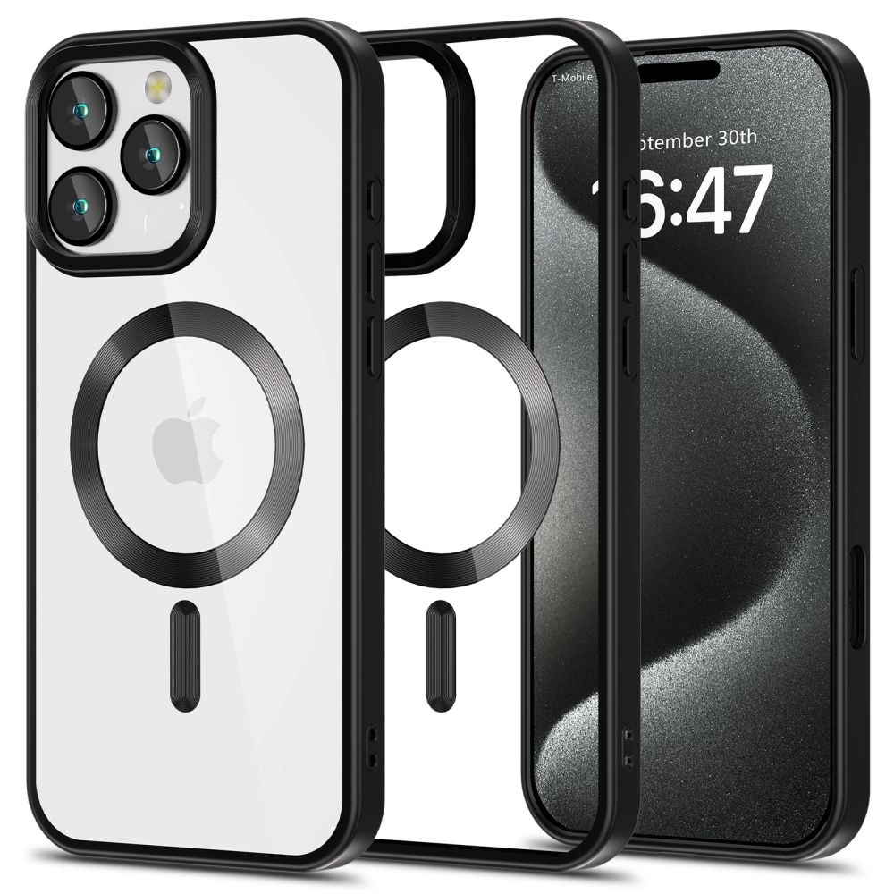 Apple iPhone 16 Pro Max 6.9'' Tech-Protect MagFlex MagSafe Case Cover, Clear with Black Frame | Telefona Vāciņš...