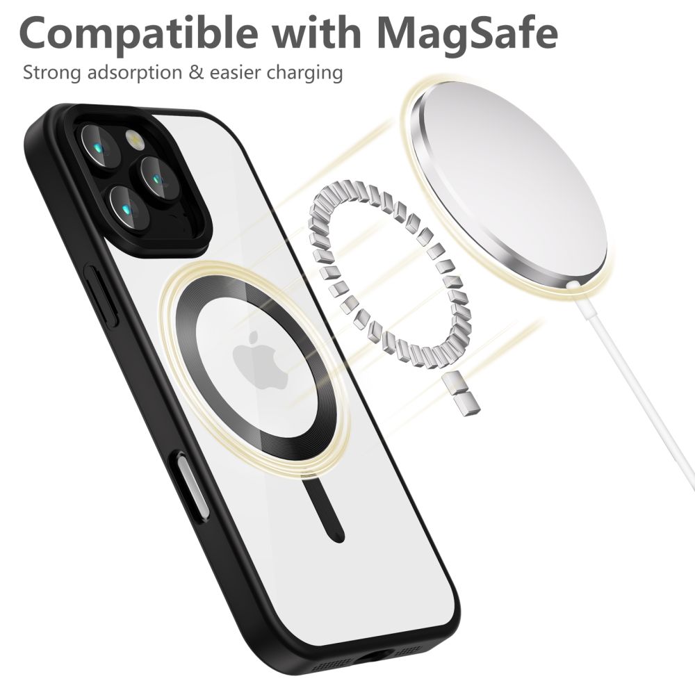 Apple iPhone 16 Pro Max 6.9\'\' Tech-Protect MagFlex MagSafe Case Cover, Clear with Black Frame | Чехол...