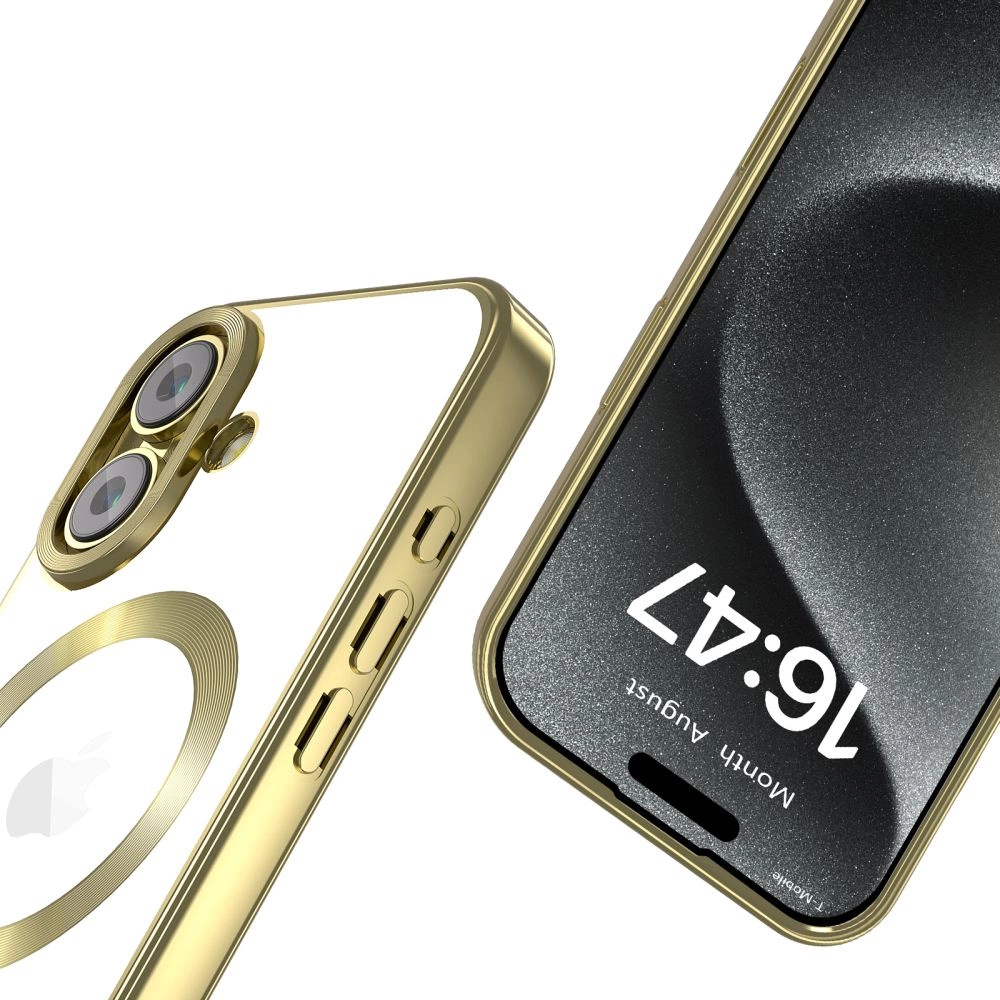Apple iPhone 16 6.1\'\' Tech-Protect MagFlex MagSafe Case Cover, Clear with Gold Frame