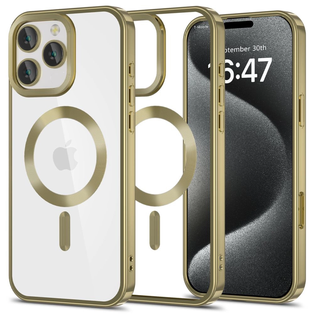 Apple iPhone 16 Pro 6.3'' Tech-Protect MagFlex MagSafe Case Cover, Clear with Gold Frame