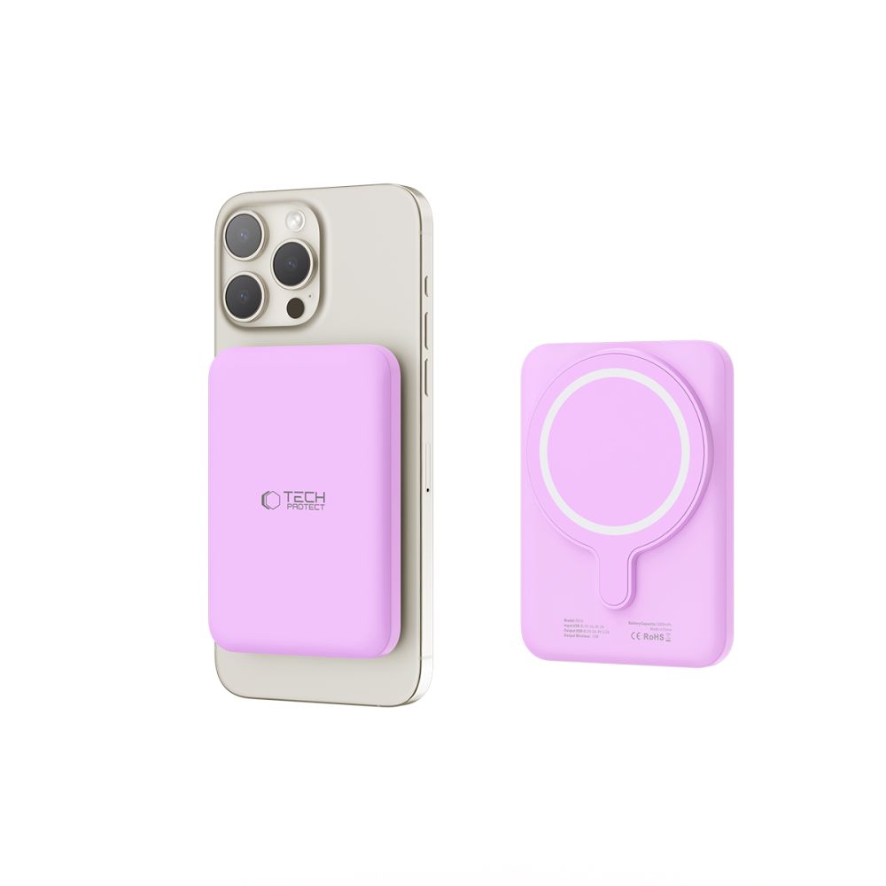 Tech-Protect LifeMag PB10 5000mAh MagSafe ārējais akumulators, rozā