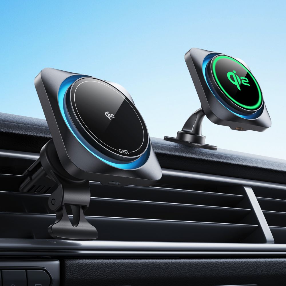 ESR Halolock CryoBoost MagSafe Inductive Charger Holder for Dashboard and Air Vent with Qi 2 15W - Black