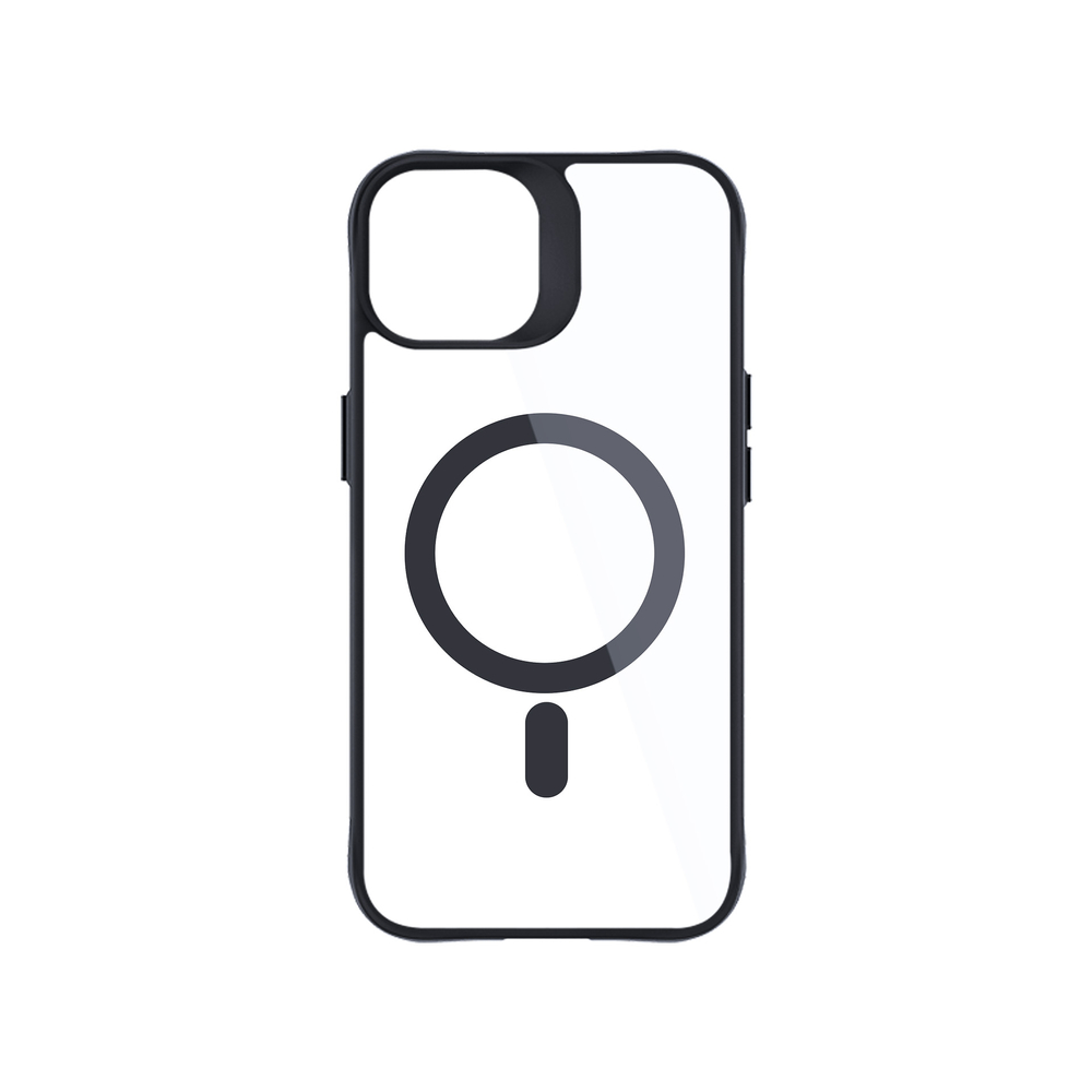 3mk iPhone 15 Plus vāciņš Satin Armor MagCase ar MagSafe, caurspīdīgs ar melnu rāmi