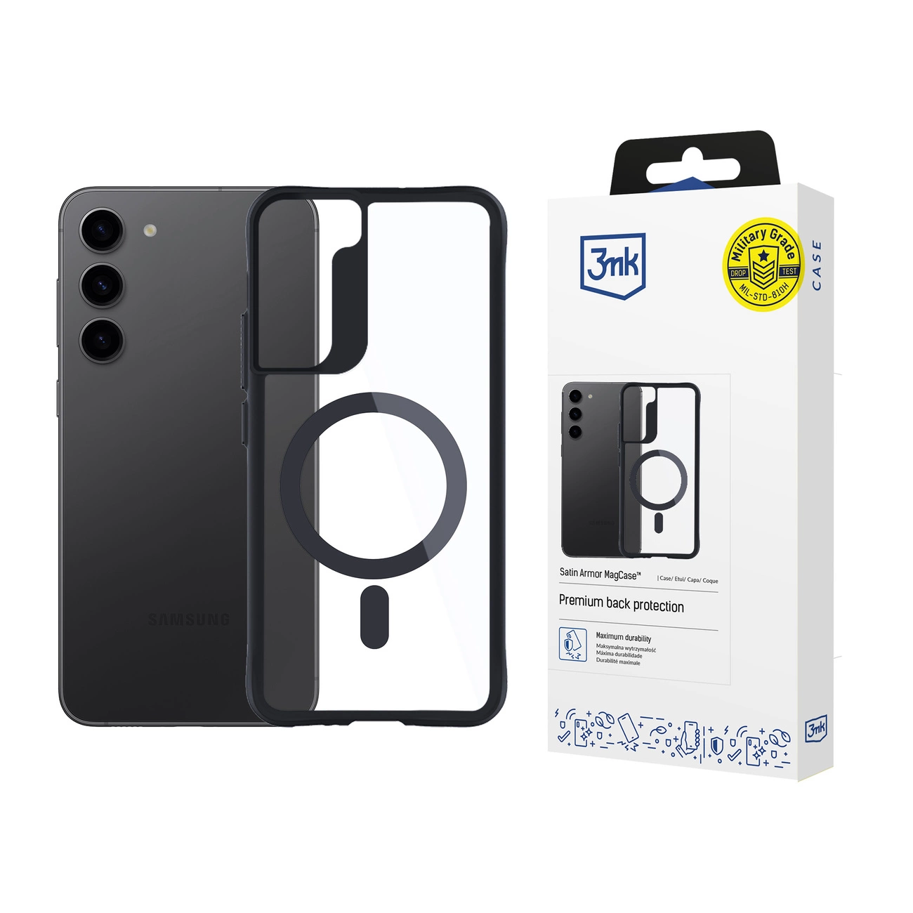 Samsung Galaxy S23+ Plus (SM-S916) 3MK Satin Armor MagCase Case Cover, Transparent