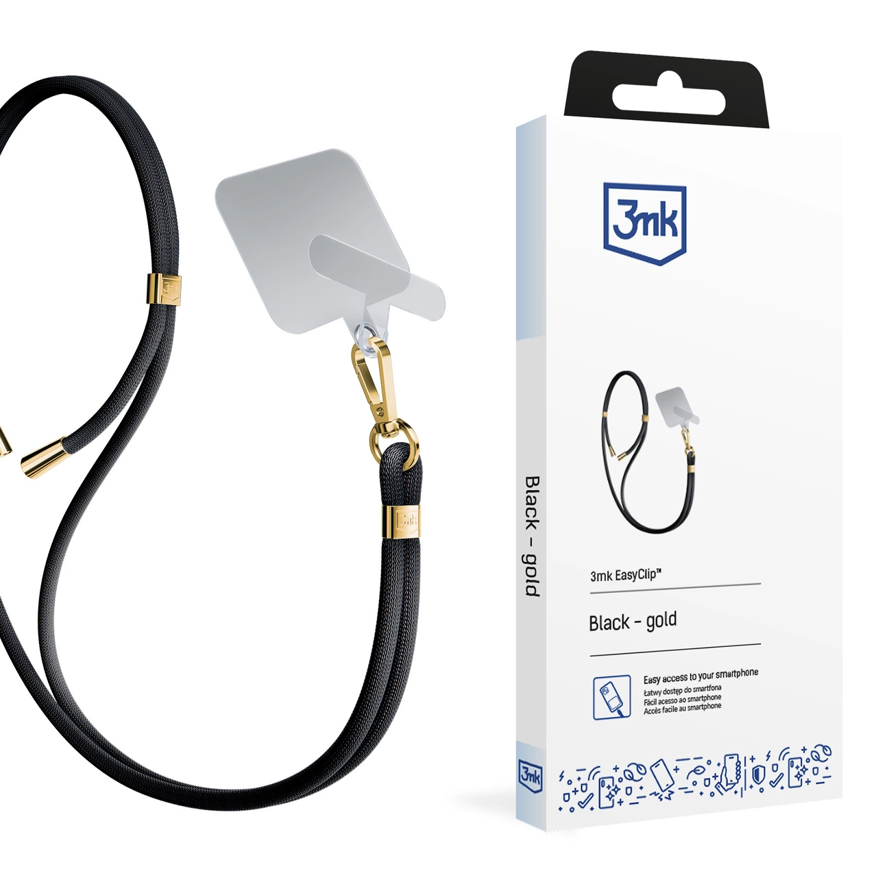 3mk EasyClip Smartphone Lanyard, Black