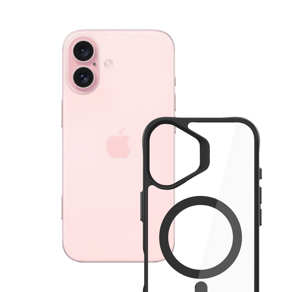 3mk iPhone 16 vāciņš Satin Armor MagCase ar MagSafe, caurspīdīgs ar melnu rāmi