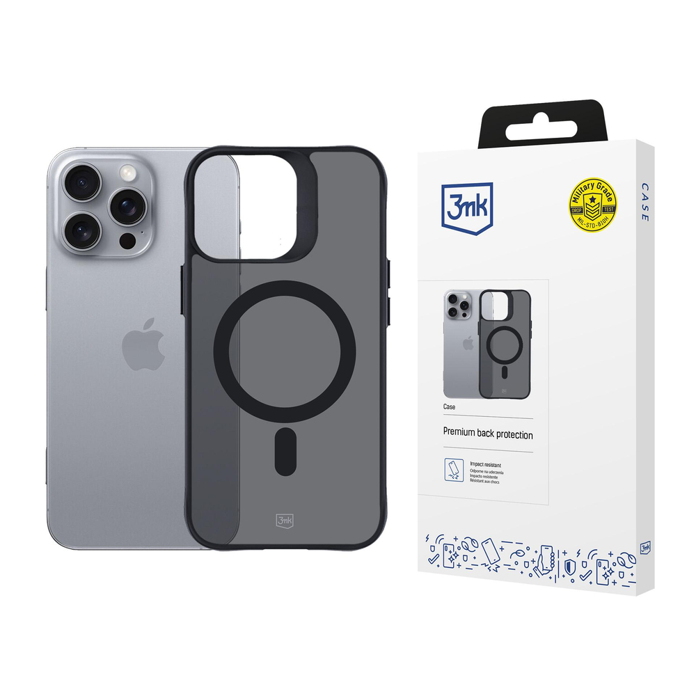 3mk iPhone 16 Pro Max Case Smoke MagCase, Semi-Transparent