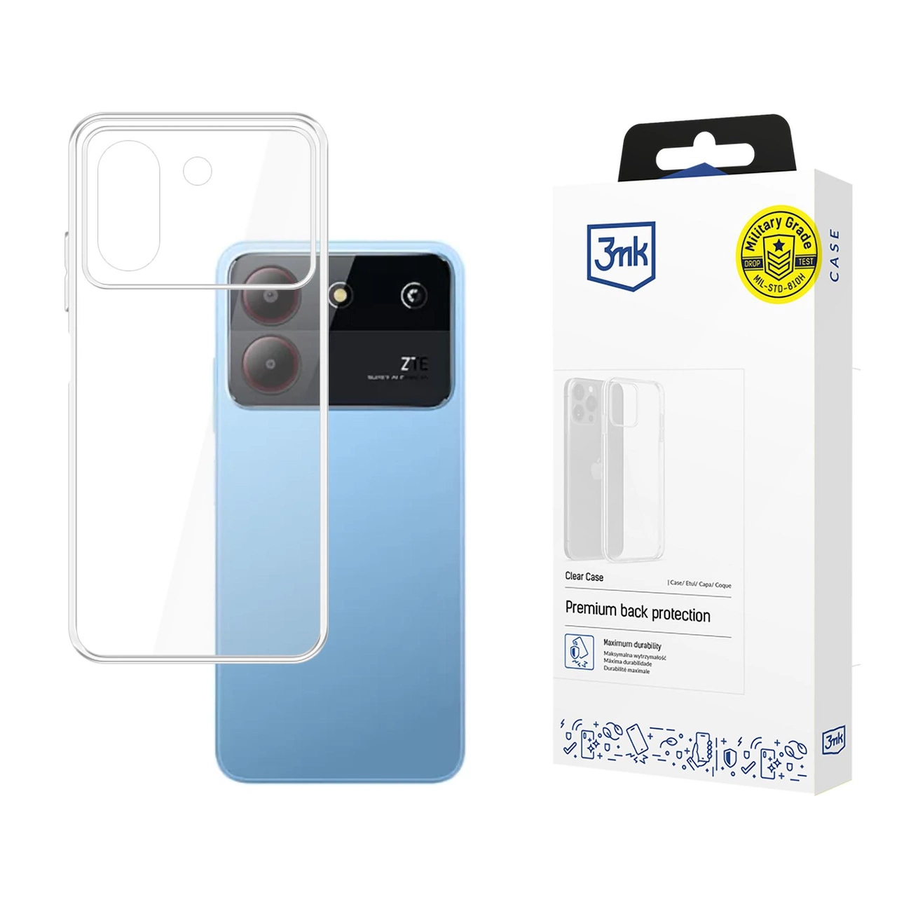 ZTE Blade A73 3MK Clear Case Cover, Transparent