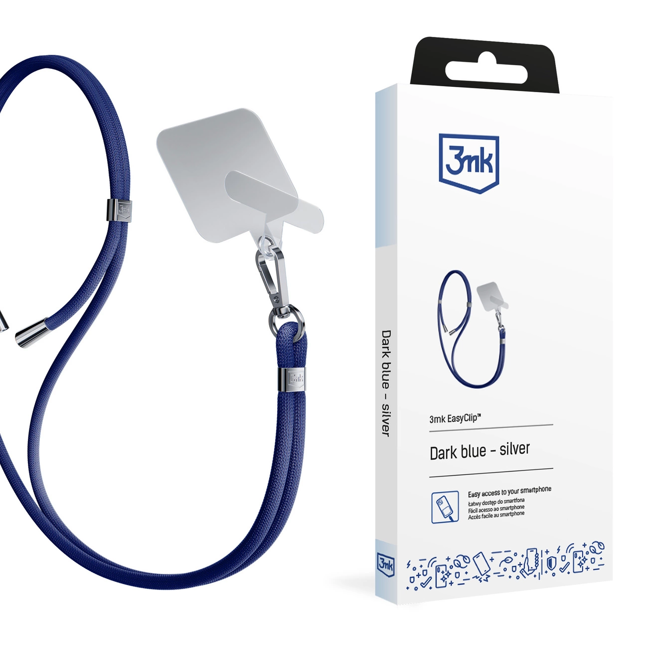 3mk EasyClip Smartphone Lanyard, Blue