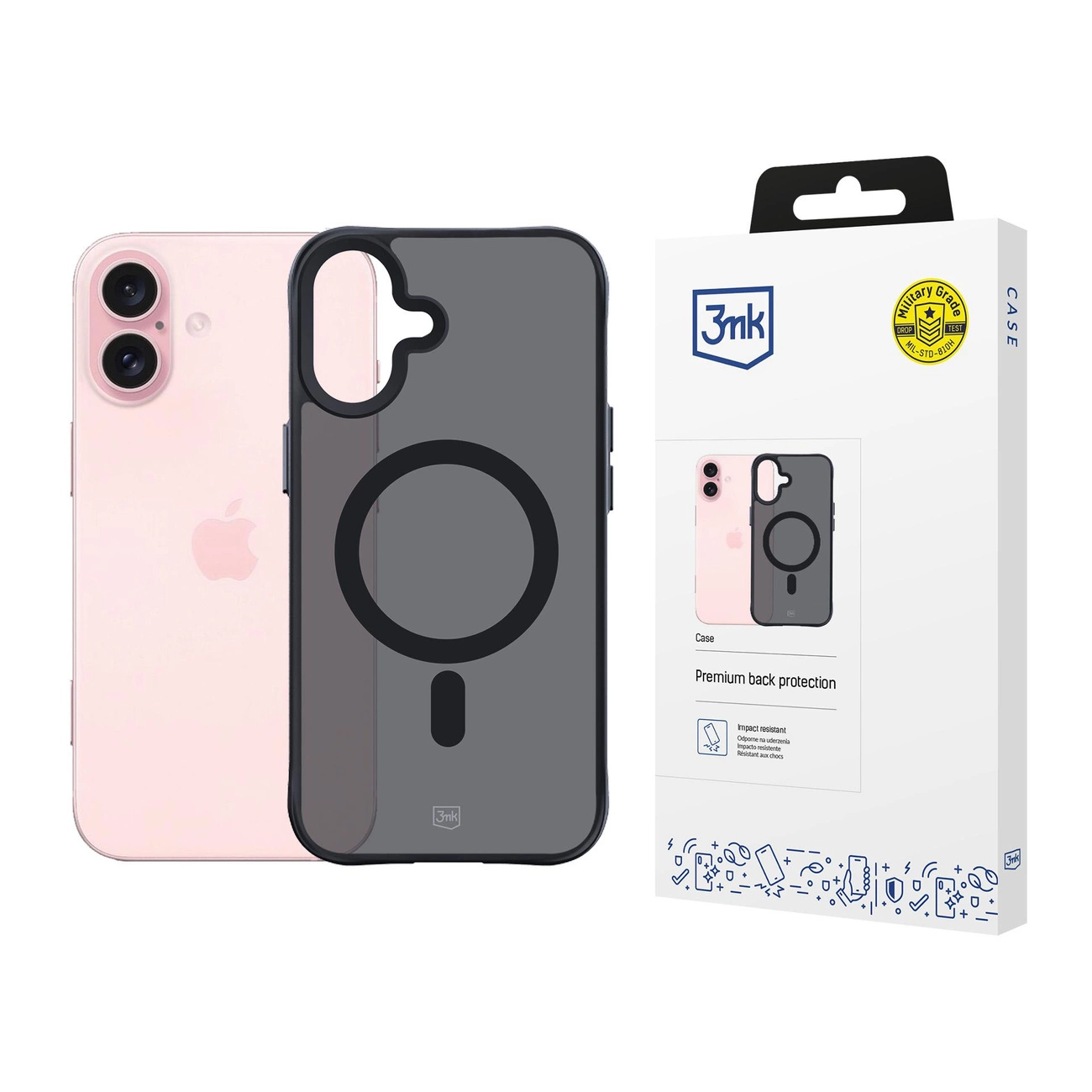 3mk iPhone 16 Case Smoke MagCase with MagSafe, Semi-Transparent