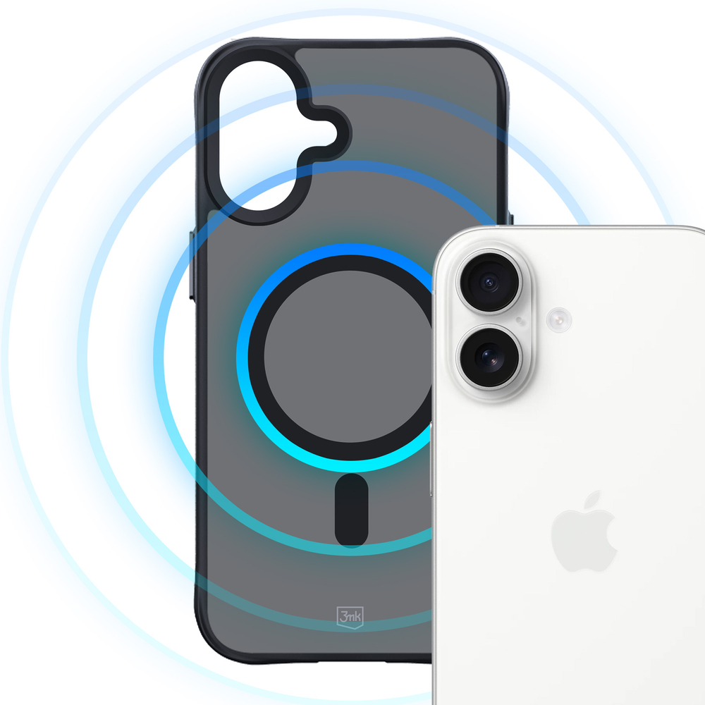 3mk iPhone 16 vāciņš Smoke MagCase ar MagSafe, puscaurspīdīgs