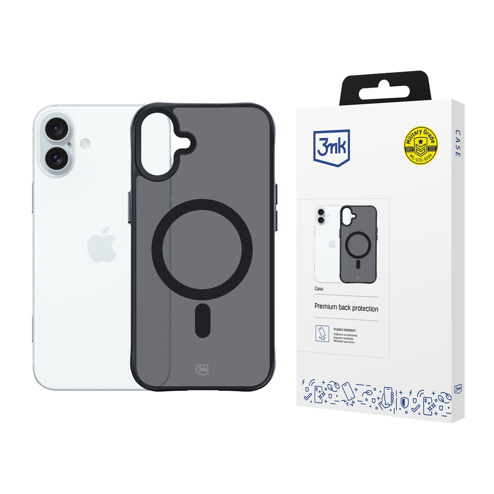 3mk iPhone 16 Plus Case Smoke MagCase with MagSafe, Semi-Transparent