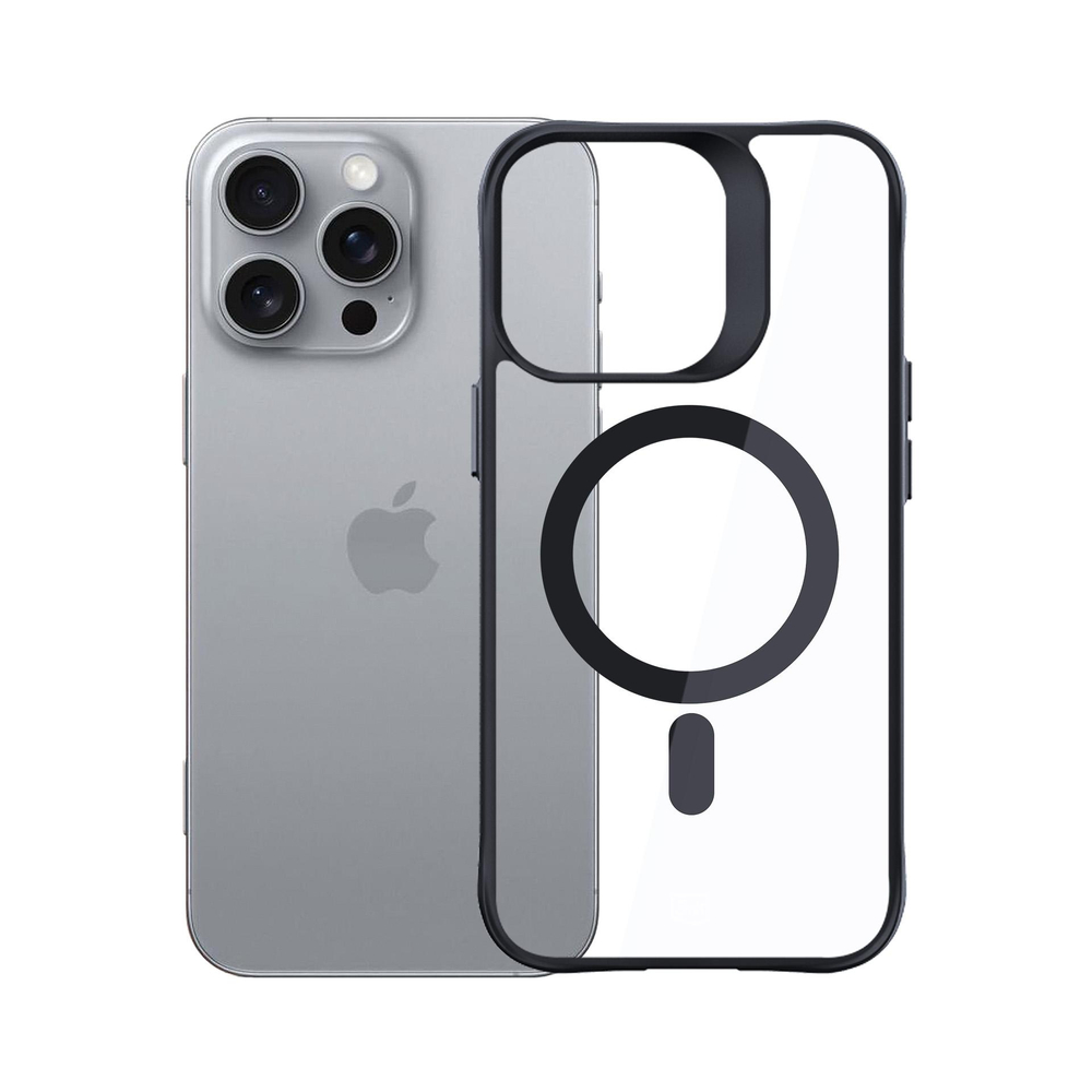 3mk Satin Armor MagCase for iPhone 16 Pro Max, Clear with Black Frame