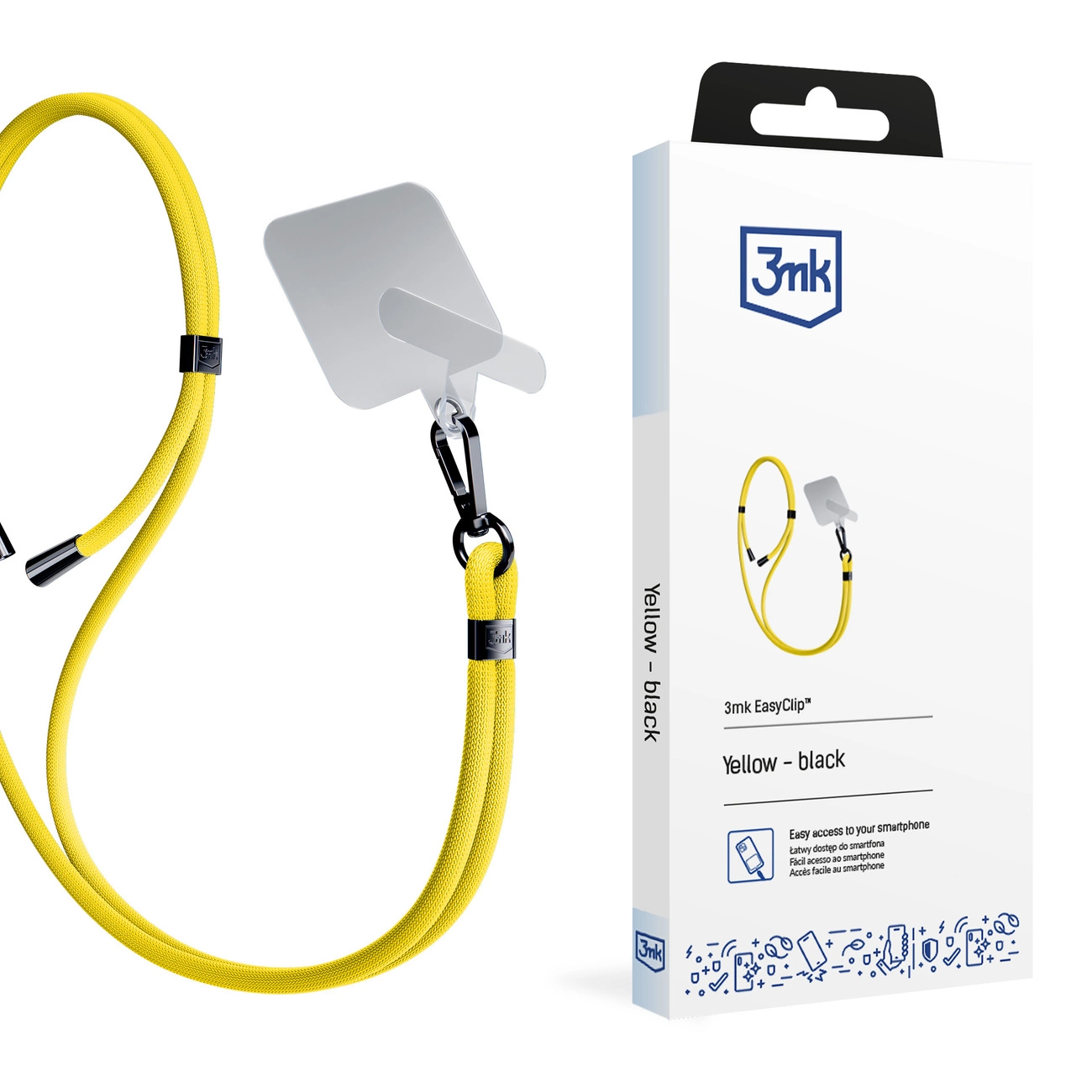 3mk EasyClip viedtālruņa aukla, dzeltena