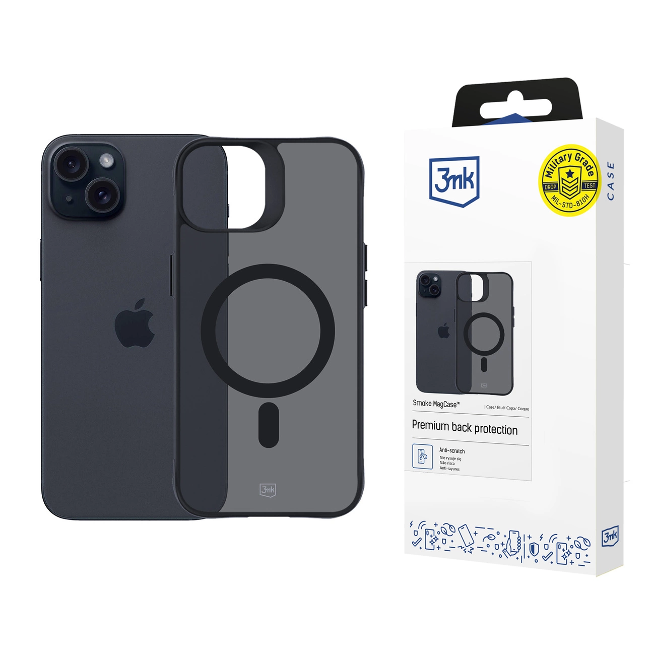 Чехол 3mk Smoke MagCase для iPhone 15 с MagSafe, полупрозрачный