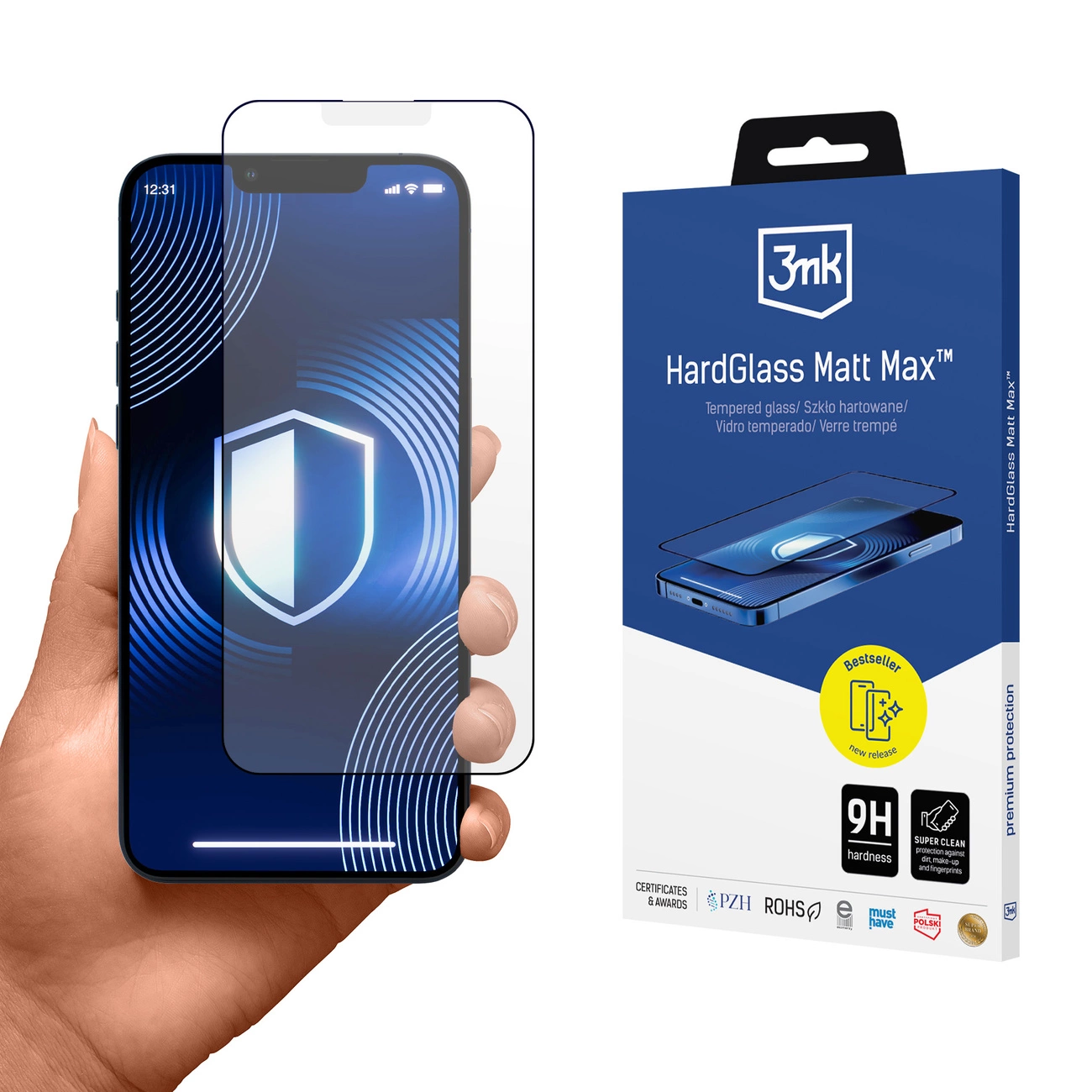 3mk HardGlass Matt Max Matte Tempered Glass for iPhone 13 / 13 Pro / 14