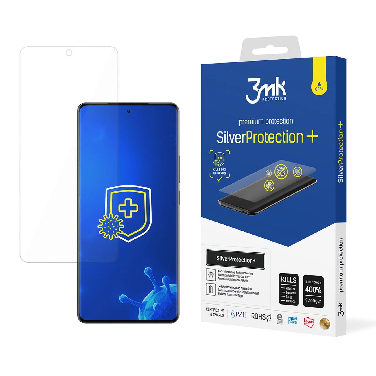 Realme GT 6T 3MK Silver Protect+ Antibacterial Screen Protector