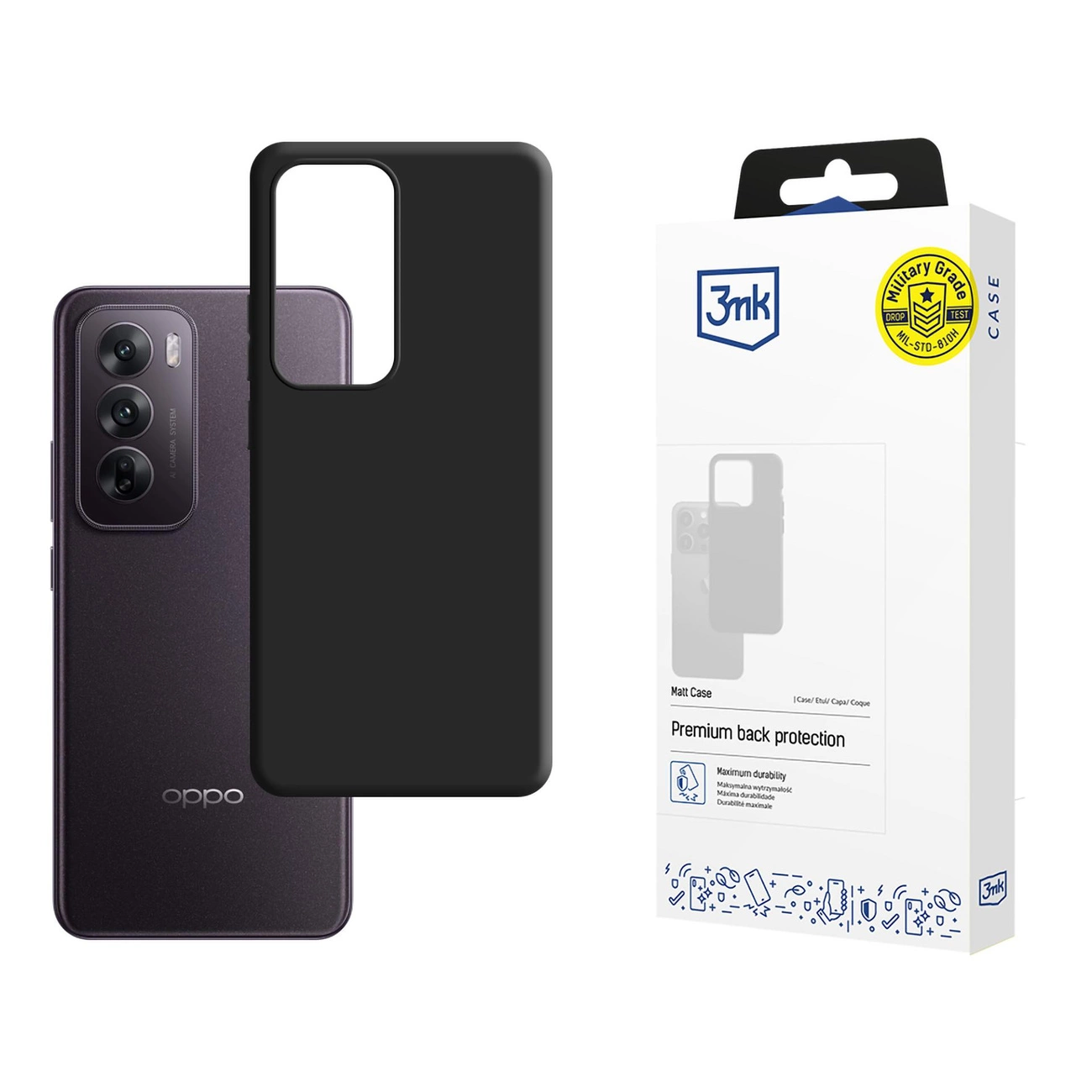 Oppo Reno 12 3MK Matt Case Cover, Black | Матовый Чехол Кейс Бампер Обложка для...