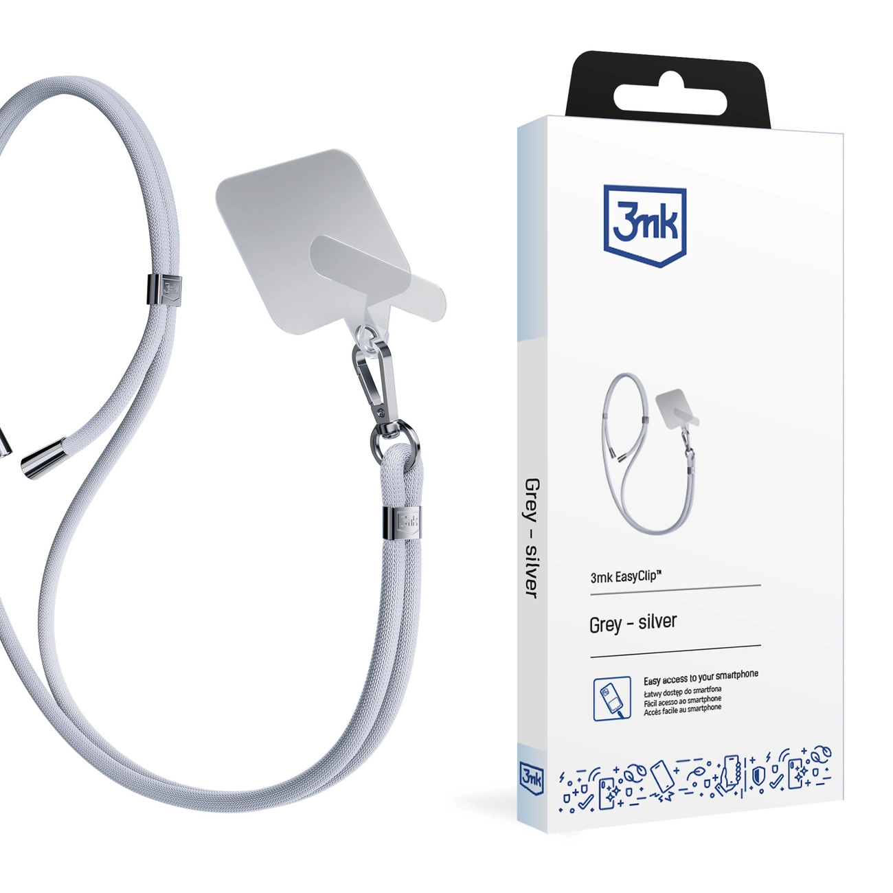 3mk EasyClip Smartphone Lanyard, Gray