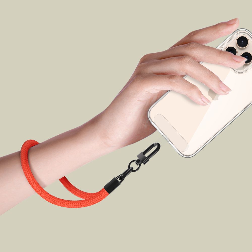 TECH-PROTECT C3S VIRVES APROCE NEONA ORANŽĀ/MELNĀ KRĀSĀ | ROPE WRIST STRAP NEON ORANGE/BLACK