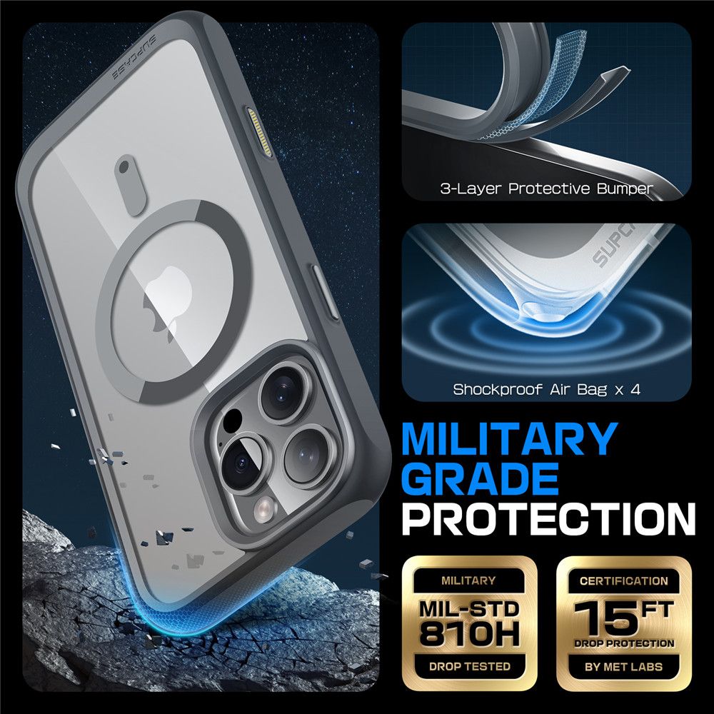 Supcase iPhone 16 Pro Max vāciņš UB Mag ar MagSafe, pelēks