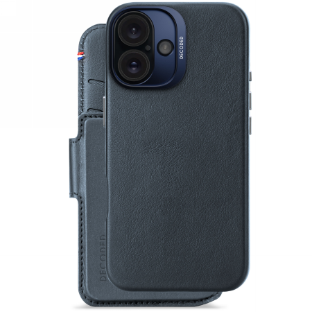 Чехол Decoded Leather Detachable Wallet MagSafe с кошельком для iPhone 16 - синий