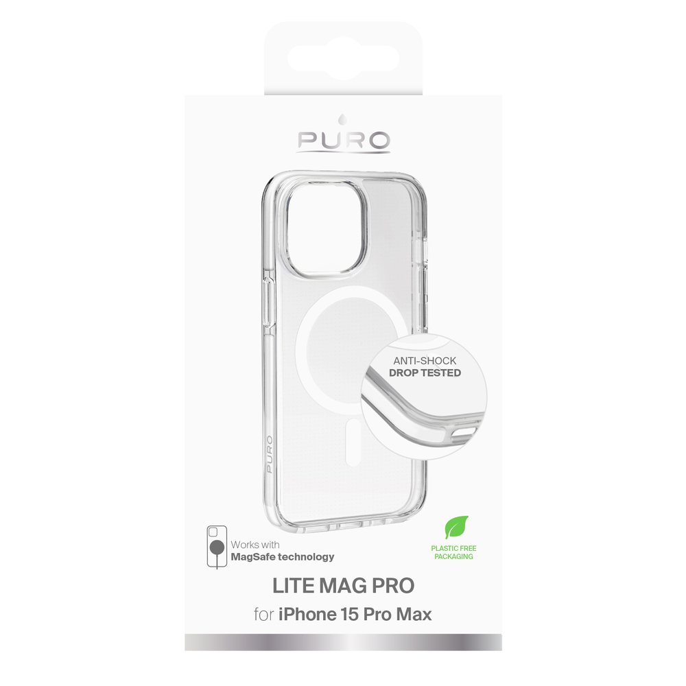 Puro iPhone 15 Pro Max vāciņš Lite Mag Pro MagSafe, caurspīdīgs