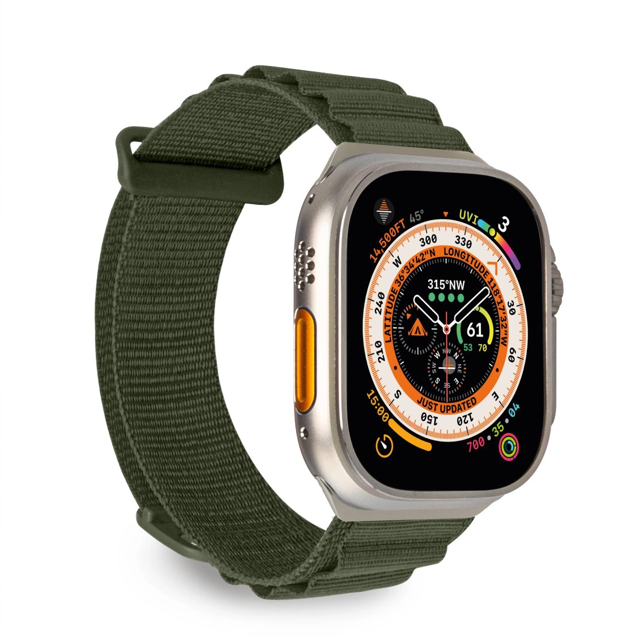 Puro ‗ExTREME' poliestera pulksteņa siksniņa Apple Watch 42-44-45-49mm, tumši zaļa krāsā | polyester band for...